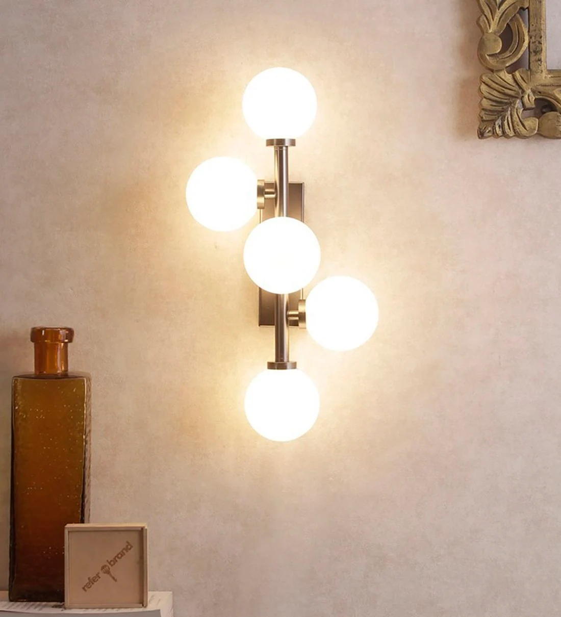 White Metal and Glass Wall Light